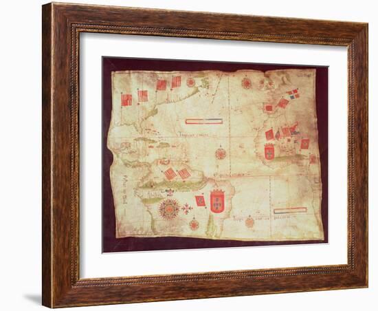 Map of the Atlantic Ocean, circa 1550-null-Framed Giclee Print