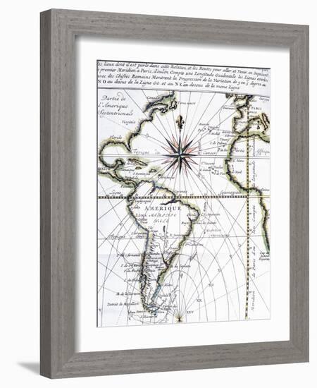 Map of the Atlantic Ocean from Newfoundland to Cape Horn, 1716-Amedee-Francois Frezier-Framed Giclee Print