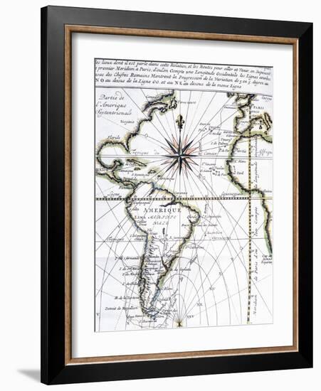 Map of the Atlantic Ocean from Newfoundland to Cape Horn, 1716-Amedee-Francois Frezier-Framed Giclee Print