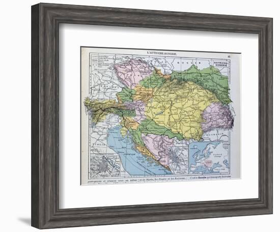 Map of the Austro-Hungarian Empire, Illustration from a French geography School Textbook, 1905-null-Framed Giclee Print