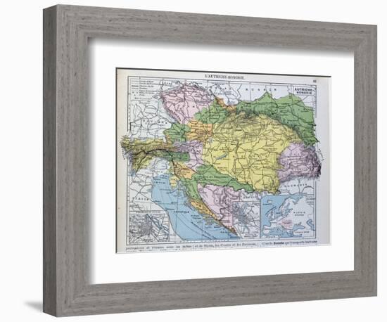 Map of the Austro-Hungarian Empire, Illustration from a French geography School Textbook, 1905-null-Framed Giclee Print