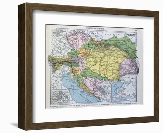 Map of the Austro-Hungarian Empire, Illustration from a French geography School Textbook, 1905-null-Framed Giclee Print