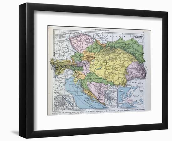 Map of the Austro-Hungarian Empire, Illustration from a French geography School Textbook, 1905-null-Framed Giclee Print