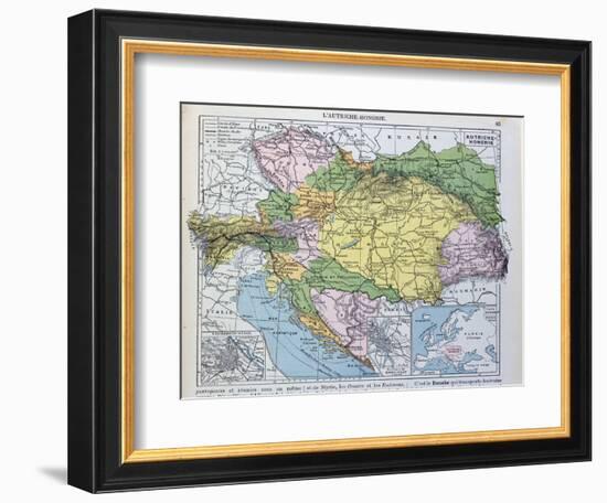 Map of the Austro-Hungarian Empire, Illustration from a French geography School Textbook, 1905-null-Framed Giclee Print