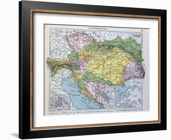 Map of the Austro-Hungarian Empire, Illustration from a French geography School Textbook, 1905-null-Framed Giclee Print