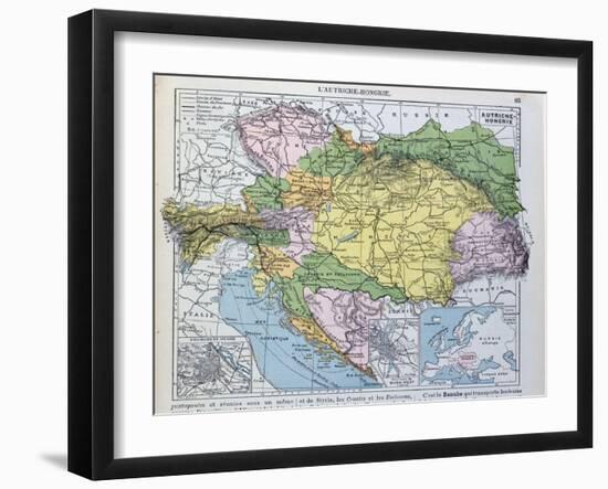 Map of the Austro-Hungarian Empire, Illustration from a French geography School Textbook, 1905-null-Framed Giclee Print