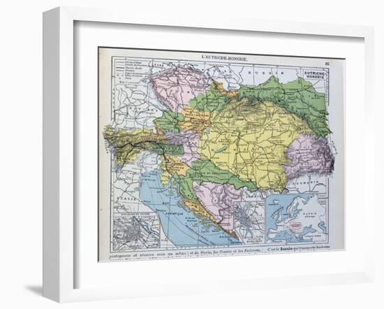 Map of the Austro-Hungarian Empire, Illustration from a French geography School Textbook, 1905-null-Framed Giclee Print