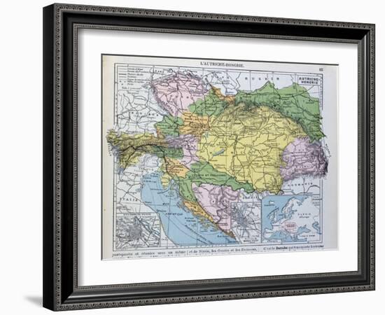 Map of the Austro-Hungarian Empire, Illustration from a French geography School Textbook, 1905-null-Framed Giclee Print