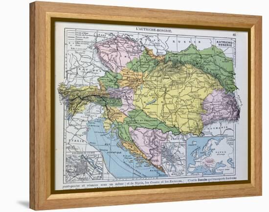 Map of the Austro-Hungarian Empire, Illustration from a French geography School Textbook, 1905-null-Framed Premier Image Canvas