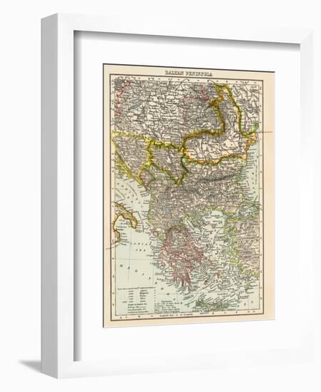 Map of the Balkan Peninsula, 1870s-null-Framed Giclee Print