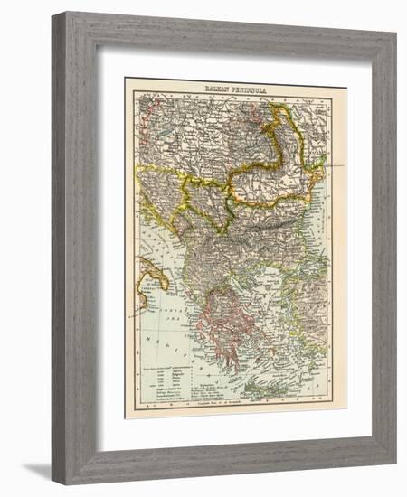 Map of the Balkan Peninsula, 1870s-null-Framed Giclee Print