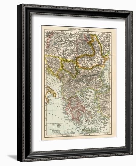 Map of the Balkan Peninsula, 1870s-null-Framed Giclee Print