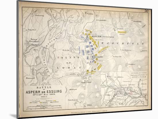 Map of the Battle of Aspern or Essling, Published by William Blackwood and Sons, Edinburgh and…-Alexander Keith Johnston-Mounted Giclee Print