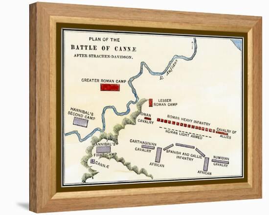 Map of the Battle of Cannae, in Which Hannibal Defeated the Romans During the Second Punic War-null-Framed Premier Image Canvas