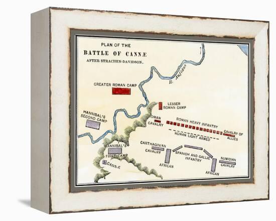 Map of the Battle of Cannae, in Which Hannibal Defeated the Romans During the Second Punic War-null-Framed Premier Image Canvas