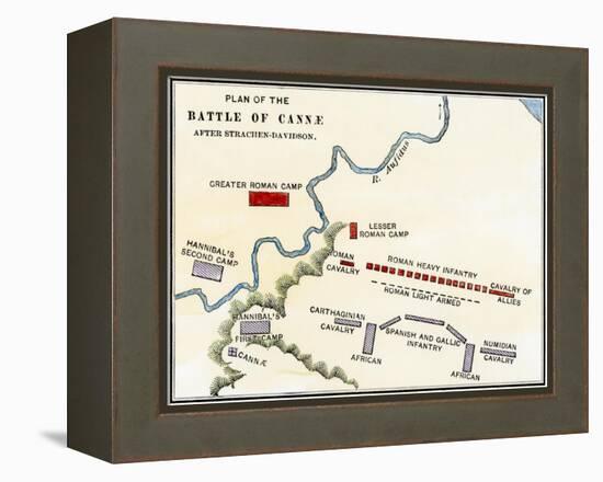 Map of the Battle of Cannae, in Which Hannibal Defeated the Romans During the Second Punic War-null-Framed Premier Image Canvas