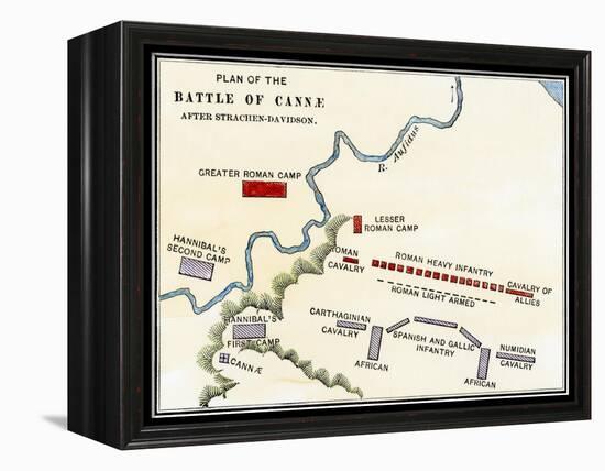 Map of the Battle of Cannae, in Which Hannibal Defeated the Romans During the Second Punic War-null-Framed Premier Image Canvas