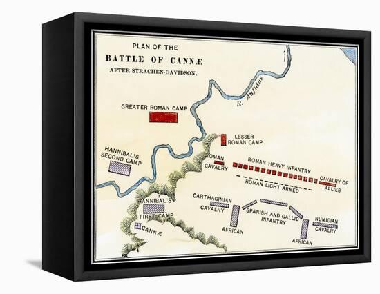 Map of the Battle of Cannae, in Which Hannibal Defeated the Romans During the Second Punic War-null-Framed Premier Image Canvas