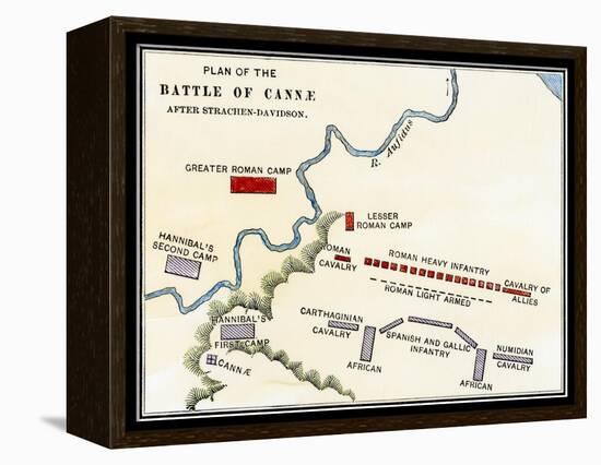 Map of the Battle of Cannae, in Which Hannibal Defeated the Romans During the Second Punic War-null-Framed Premier Image Canvas