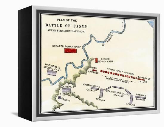 Map of the Battle of Cannae, in Which Hannibal Defeated the Romans During the Second Punic War-null-Framed Premier Image Canvas