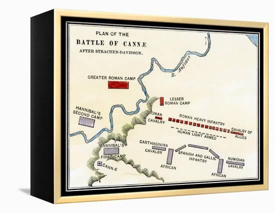 Map of the Battle of Cannae, in Which Hannibal Defeated the Romans During the Second Punic War-null-Framed Premier Image Canvas
