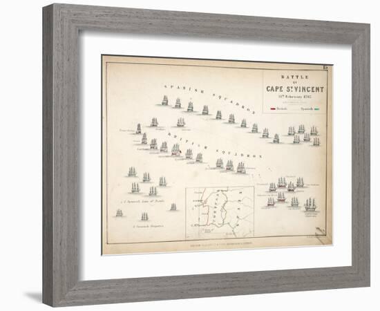 Map of the Battle of Cape St. Vincent, Published by William Blackwood and Sons, Edinburgh and…-Alexander Keith Johnston-Framed Giclee Print
