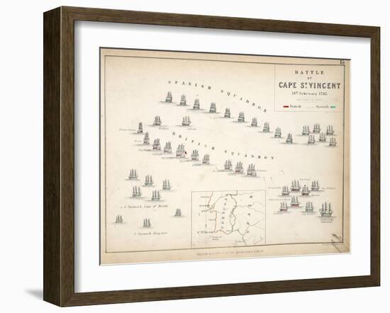 Map of the Battle of Cape St. Vincent, Published by William Blackwood and Sons, Edinburgh and…-Alexander Keith Johnston-Framed Giclee Print