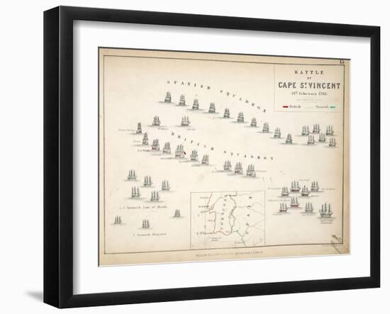 Map of the Battle of Cape St. Vincent, Published by William Blackwood and Sons, Edinburgh and…-Alexander Keith Johnston-Framed Giclee Print