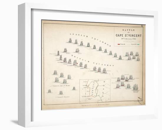 Map of the Battle of Cape St. Vincent, Published by William Blackwood and Sons, Edinburgh and…-Alexander Keith Johnston-Framed Giclee Print