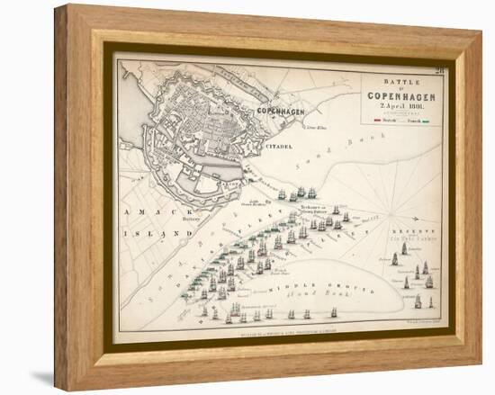 Map of the Battle of Copenhagen, Published by William Blackwood and Sons, Edinburgh and London,…-Alexander Keith Johnston-Framed Premier Image Canvas