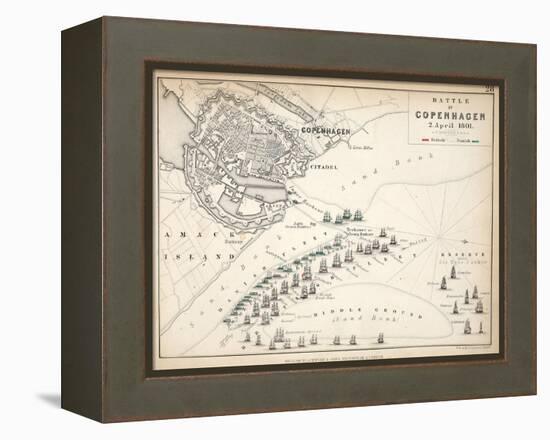 Map of the Battle of Copenhagen, Published by William Blackwood and Sons, Edinburgh and London,…-Alexander Keith Johnston-Framed Premier Image Canvas