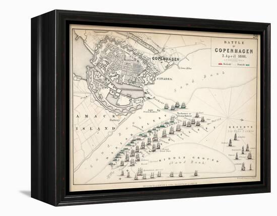 Map of the Battle of Copenhagen, Published by William Blackwood and Sons, Edinburgh and London,…-Alexander Keith Johnston-Framed Premier Image Canvas