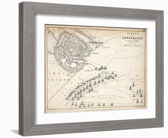 Map of the Battle of Copenhagen, Published by William Blackwood and Sons, Edinburgh and London,…-Alexander Keith Johnston-Framed Giclee Print