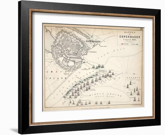 Map of the Battle of Copenhagen, Published by William Blackwood and Sons, Edinburgh and London,…-Alexander Keith Johnston-Framed Giclee Print