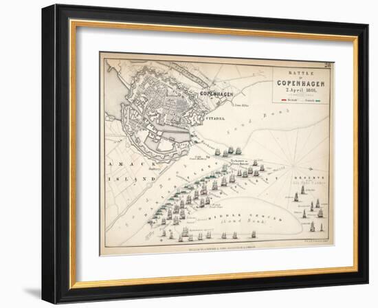 Map of the Battle of Copenhagen, Published by William Blackwood and Sons, Edinburgh and London,…-Alexander Keith Johnston-Framed Giclee Print