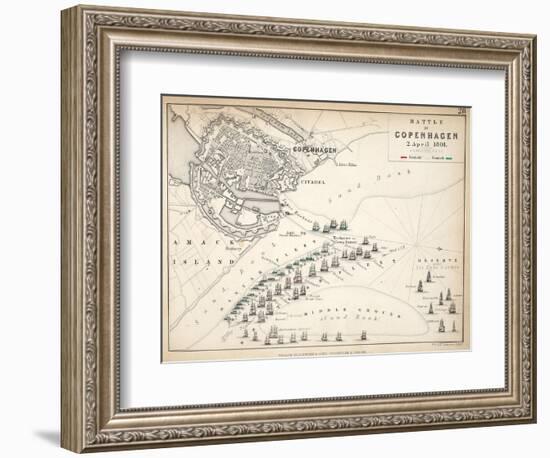 Map of the Battle of Copenhagen, Published by William Blackwood and Sons, Edinburgh and London,…-Alexander Keith Johnston-Framed Giclee Print