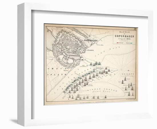 Map of the Battle of Copenhagen, Published by William Blackwood and Sons, Edinburgh and London,…-Alexander Keith Johnston-Framed Giclee Print