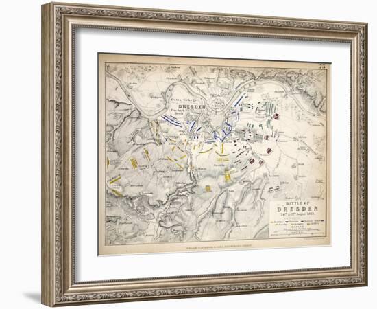 Map of the Battle of Dresden, Published by William Blackwood and Sons, Edinburgh and London, 1848-Alexander Keith Johnston-Framed Giclee Print