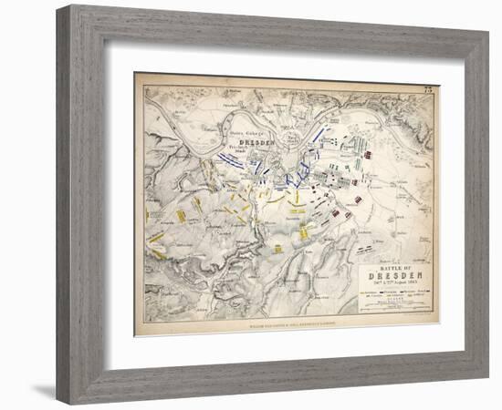 Map of the Battle of Dresden, Published by William Blackwood and Sons, Edinburgh and London, 1848-Alexander Keith Johnston-Framed Giclee Print