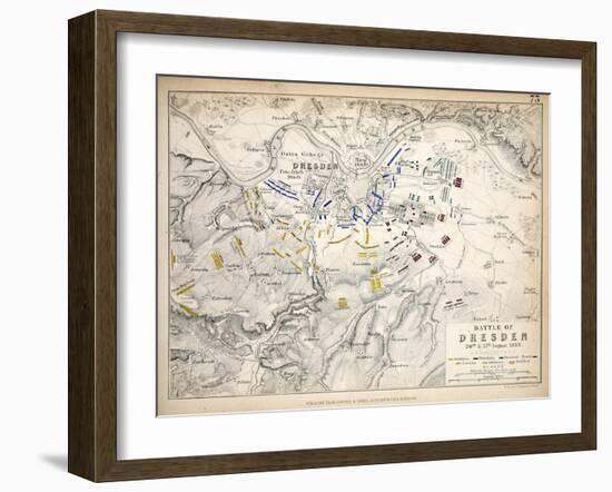 Map of the Battle of Dresden, Published by William Blackwood and Sons, Edinburgh and London, 1848-Alexander Keith Johnston-Framed Giclee Print