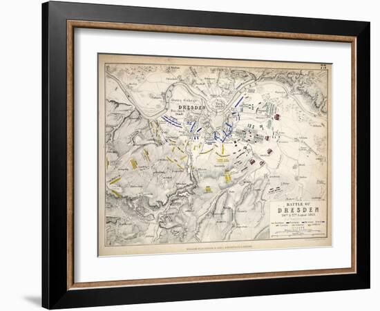 Map of the Battle of Dresden, Published by William Blackwood and Sons, Edinburgh and London, 1848-Alexander Keith Johnston-Framed Giclee Print