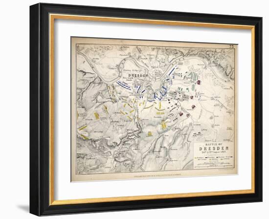 Map of the Battle of Dresden, Published by William Blackwood and Sons, Edinburgh and London, 1848-Alexander Keith Johnston-Framed Giclee Print