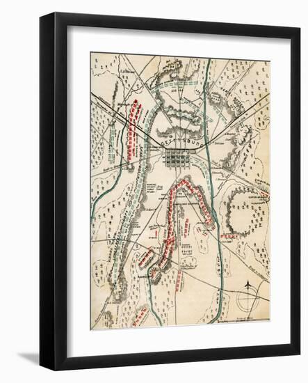 Map of the Battle of Gettysburg, Pennsylvania, 1-3 July 1863 (1862-186)-Charles Sholl-Framed Giclee Print