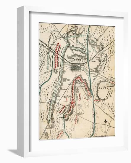 Map of the Battle of Gettysburg, Pennsylvania, 1-3 July 1863 (1862-186)-Charles Sholl-Framed Giclee Print