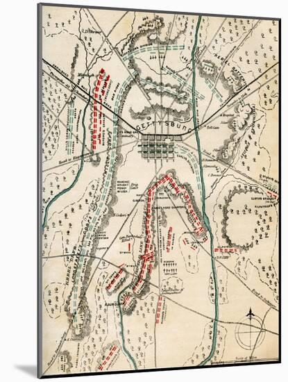 Map of the Battle of Gettysburg, Pennsylvania, 1-3 July 1863 (1862-186)-Charles Sholl-Mounted Giclee Print