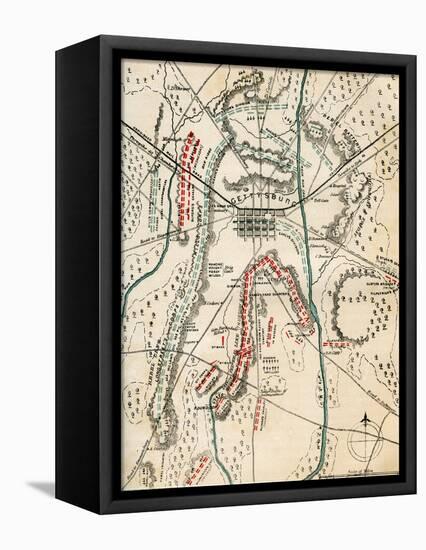 Map of the Battle of Gettysburg, Pennsylvania, 1-3 July 1863 (1862-186)-Charles Sholl-Framed Premier Image Canvas