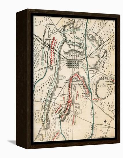 Map of the Battle of Gettysburg, Pennsylvania, 1-3 July 1863 (1862-186)-Charles Sholl-Framed Premier Image Canvas