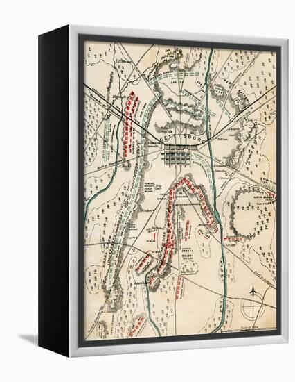 Map of the Battle of Gettysburg, Pennsylvania, 1-3 July 1863 (1862-186)-Charles Sholl-Framed Premier Image Canvas