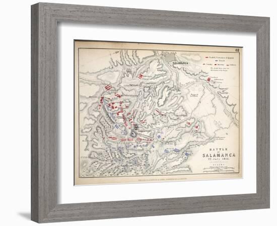 Map of the Battle of Salamanca, Published by William Blackwood and Sons, Edinburgh and London, 1848-Alexander Keith Johnston-Framed Giclee Print