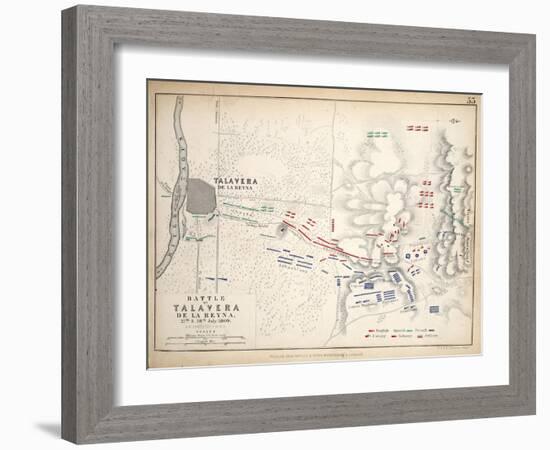 Map of the Battle of Talavera, Published by William Blackwood and Sons, Edinburgh and London, 1848-Alexander Keith Johnston-Framed Giclee Print